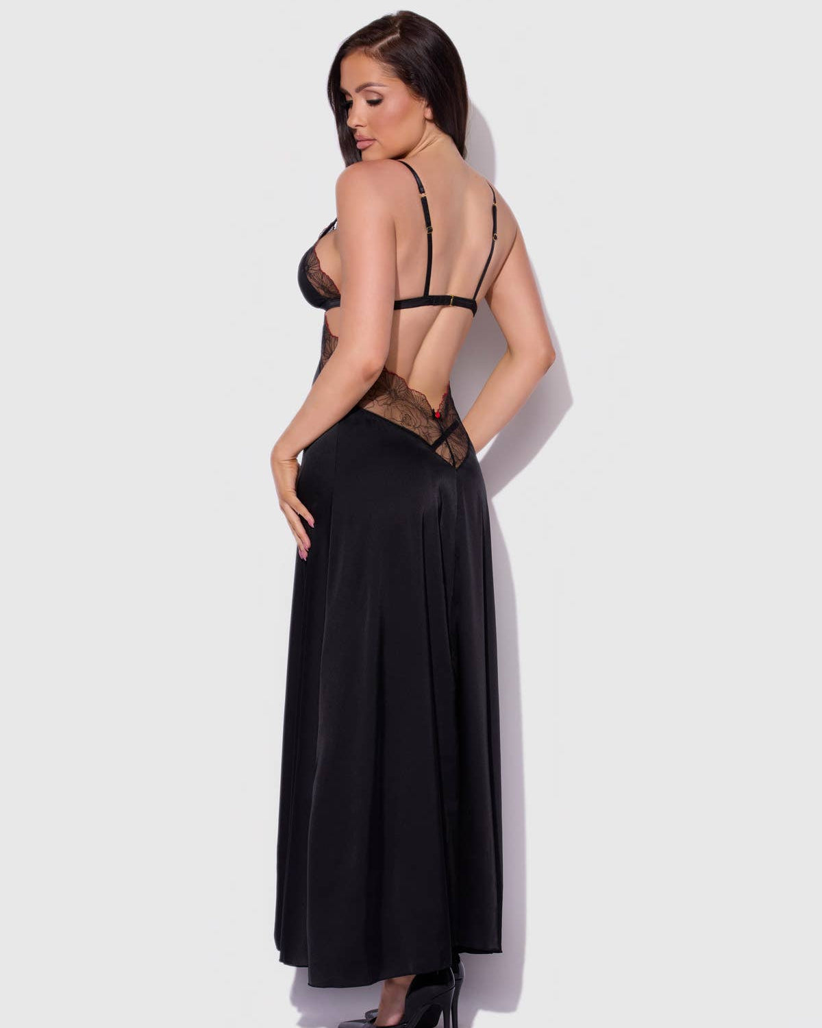 Ilena Embroidered Tulle Triangle Top Long Gown