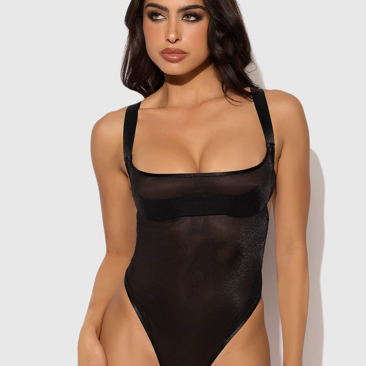 Yvone Shimmer Mesh Openable Cup Bra & Thong Set