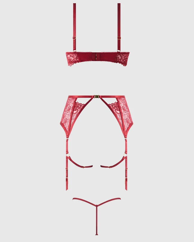 Rosalie Rouge Embroidered Bra Set | Lavah Intimates