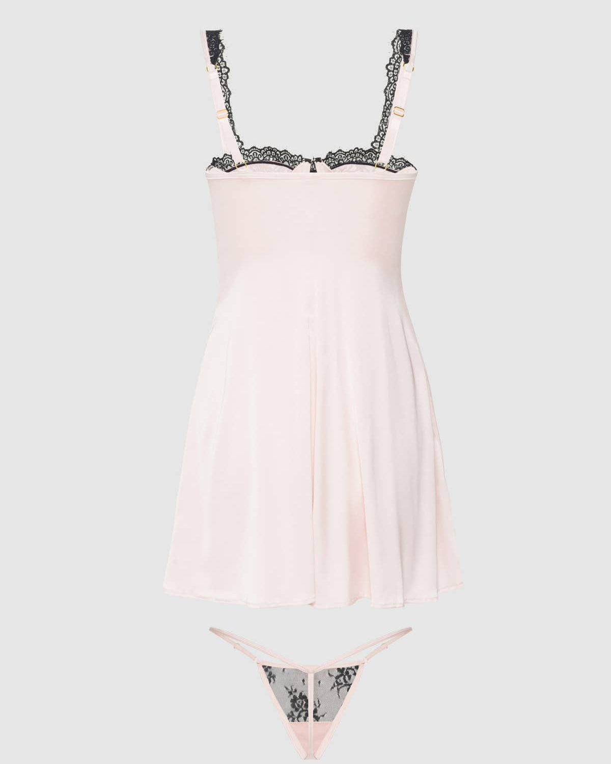 Jocelyn Lace & Satin Babydoll & G-String Set