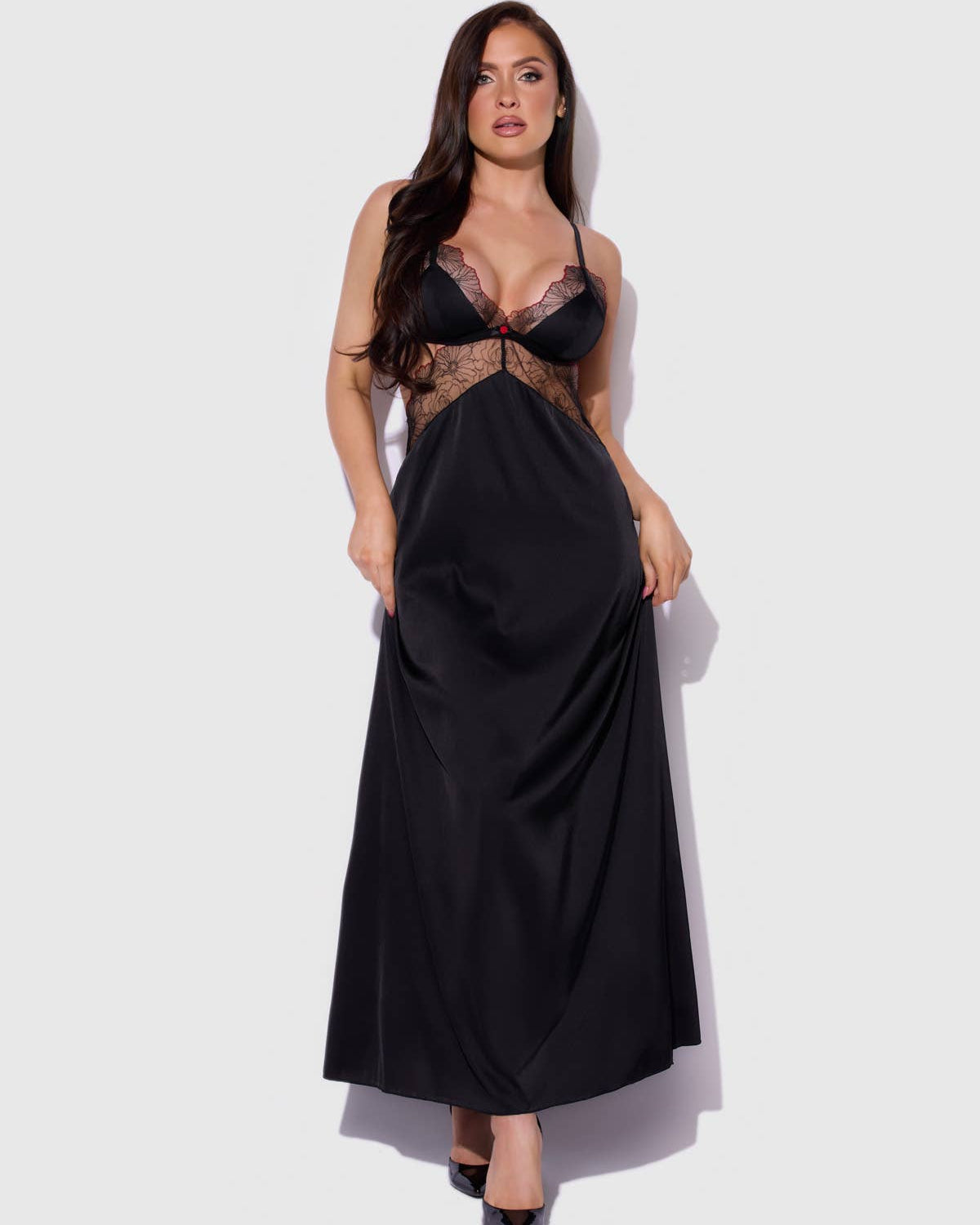 Ilena Embroidered Tulle Triangle Top Long Gown