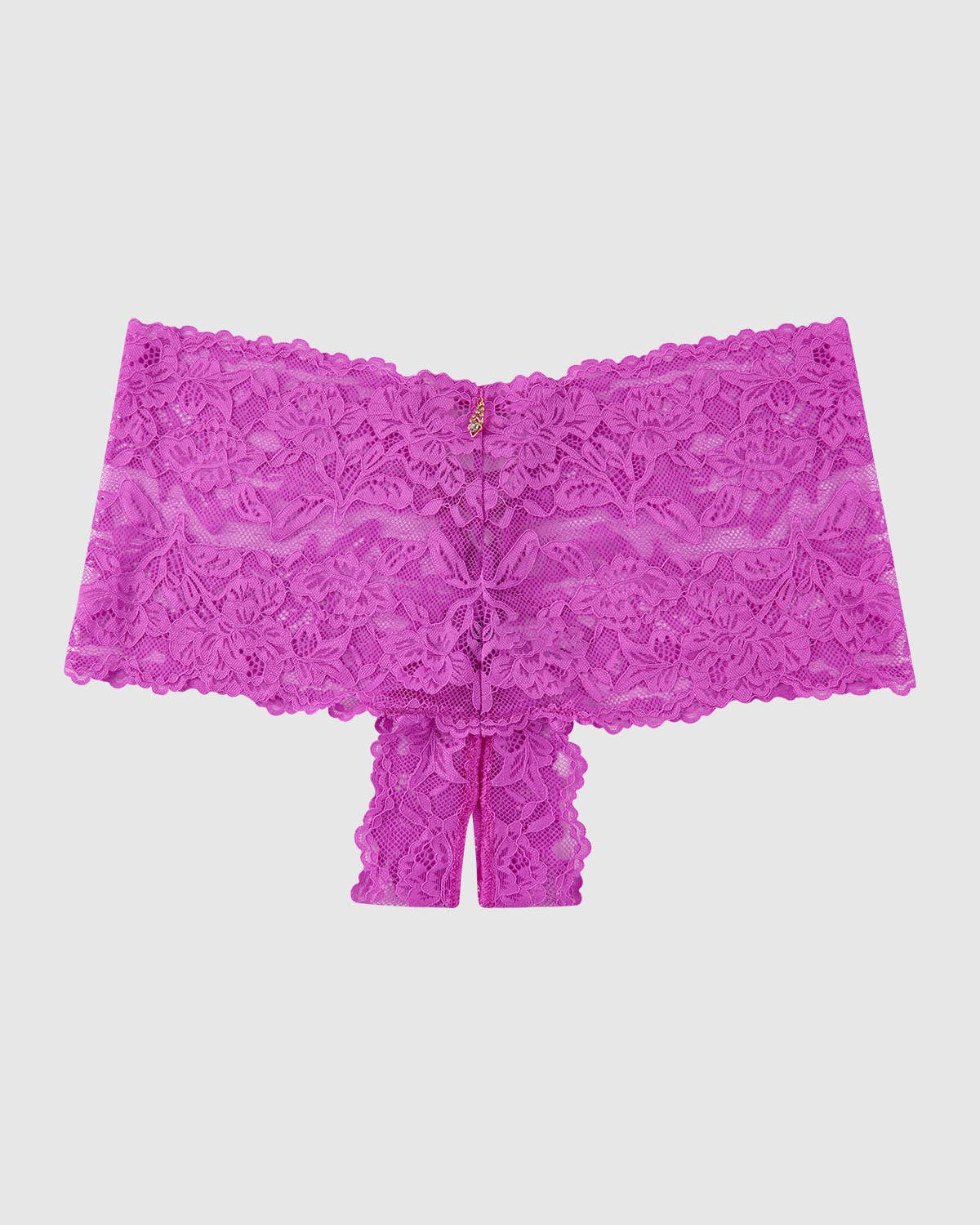 Bella Lace Crotchless Cheeky Fuchsia Pink M | Lavah Intimates