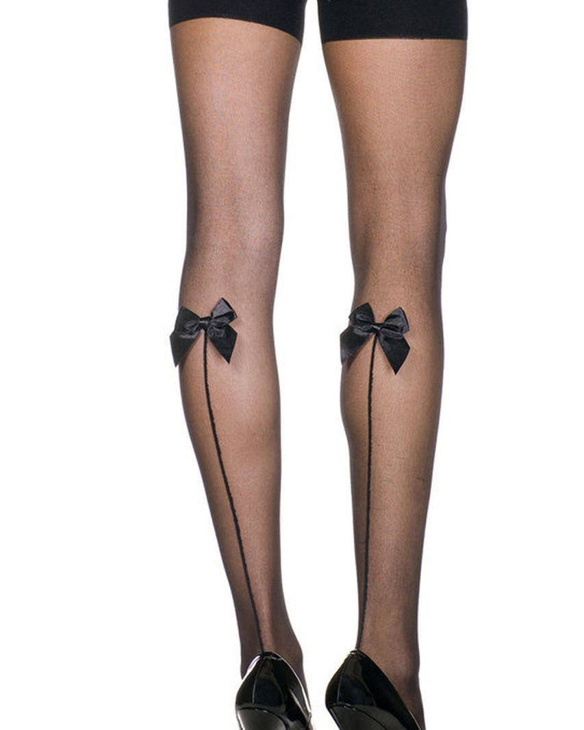 Sheer Black Thigh High Stockings with Satin Bow | Lavah Intimates