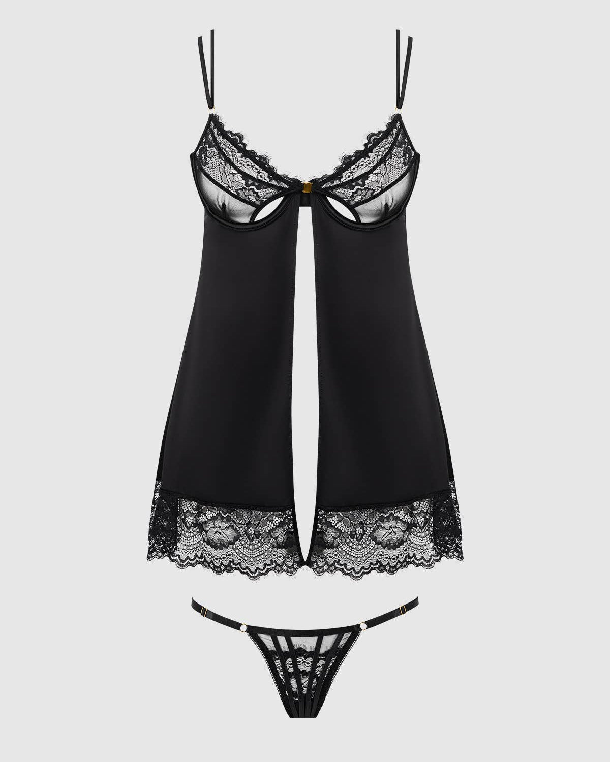 Issadora Lace Openable Cup Babydoll G-String Set | Lavah Intimates