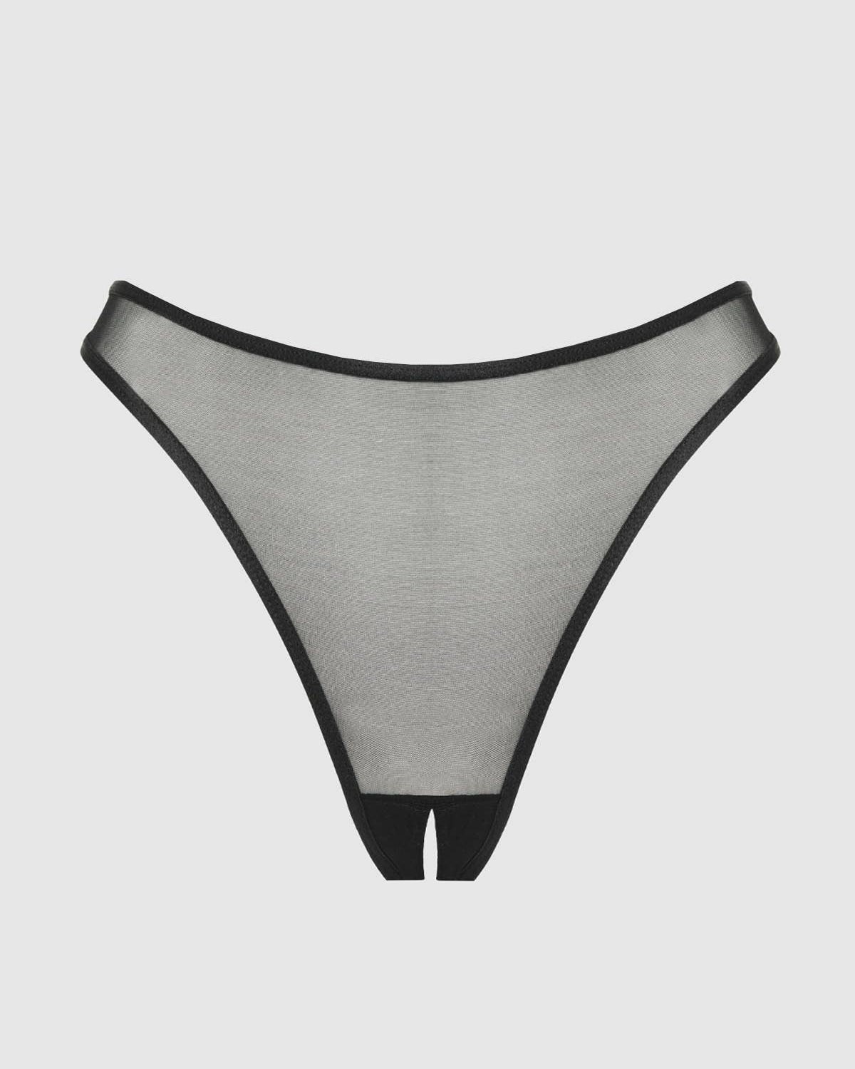 Chantal Mesh Crotchless Thong | Lavah Intimates