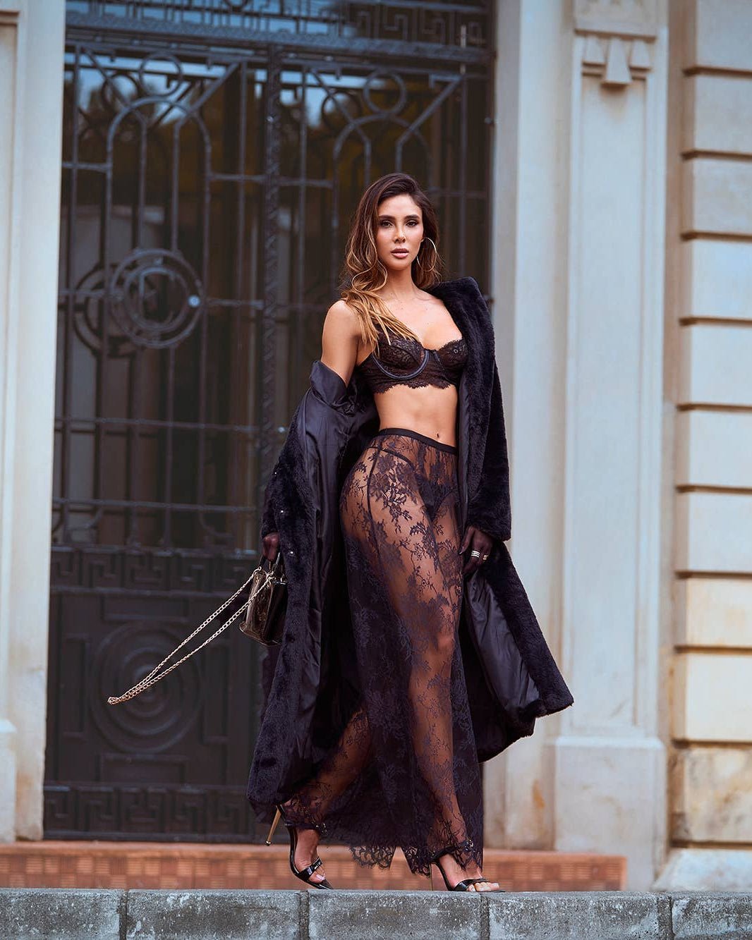 Primavera Black Lace 3pc Pant Set