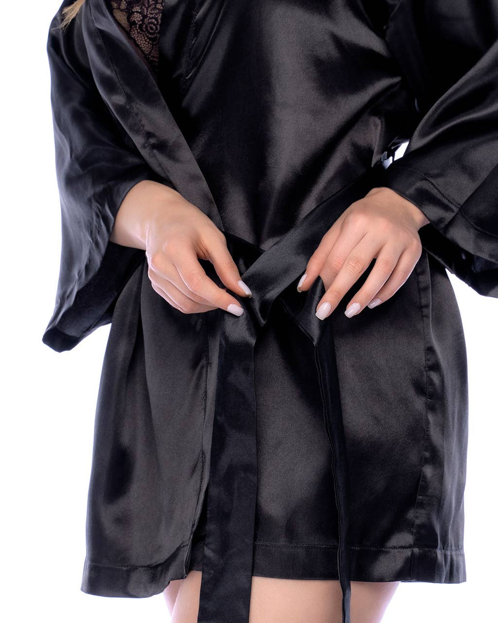 Cortina Black Satin Robe