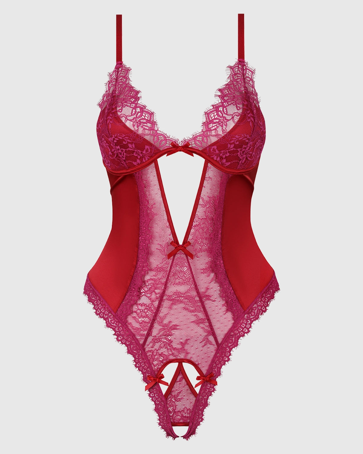 Jocelyn Satin & Lace Crotchless Teddy | Lavah Intimates