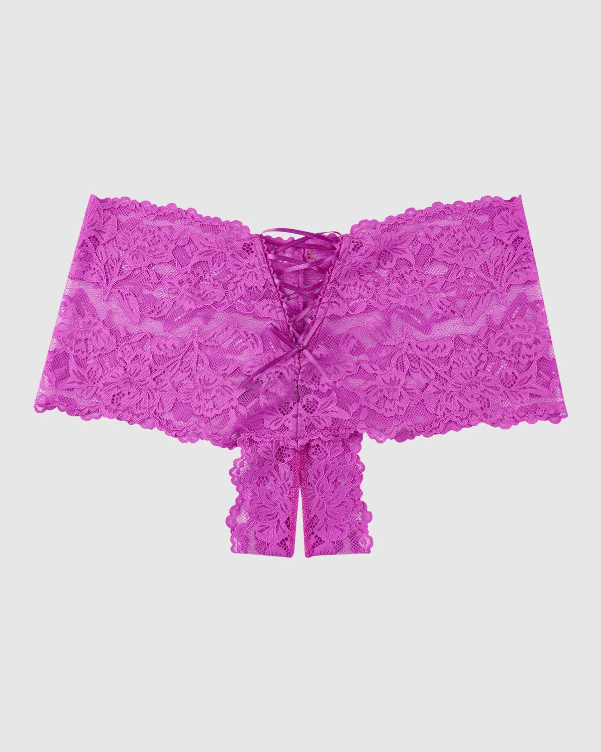 Bella Lace Crotchless Cheeky Fuchsia Pink M | Lavah Intimates