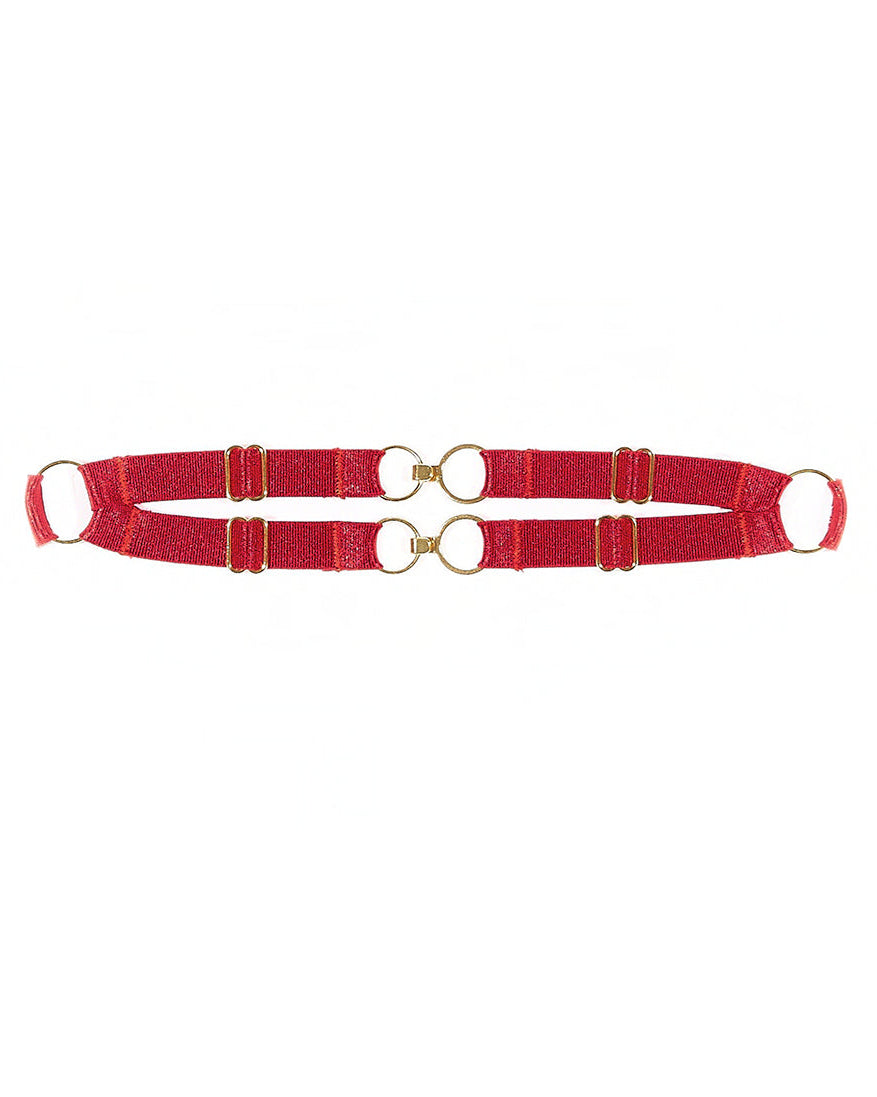 I M Yours Double Elastic Strap Collar Red | Lavah Intimates