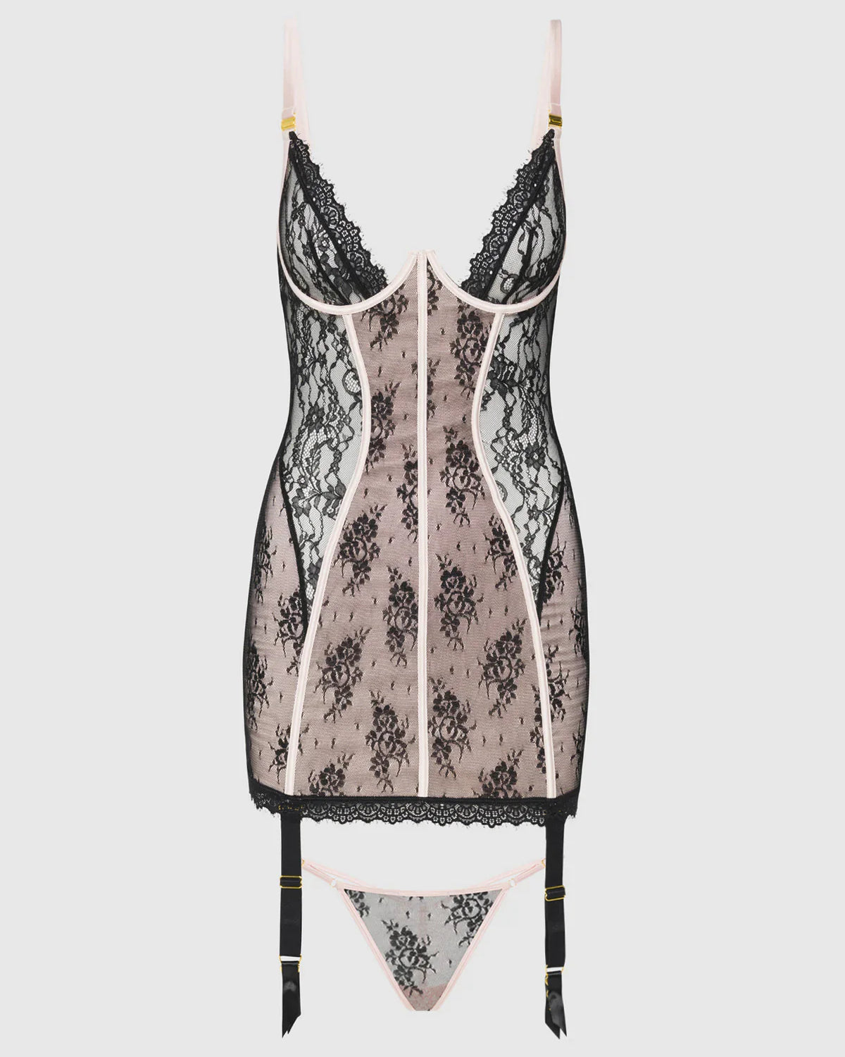Jocelyn Lace Satin Chemise Set | Lavah Intimates