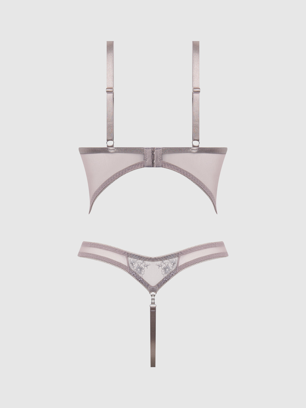 Eden Embroidered Lace Wirefree Teddy Grey | Lavah Intimates