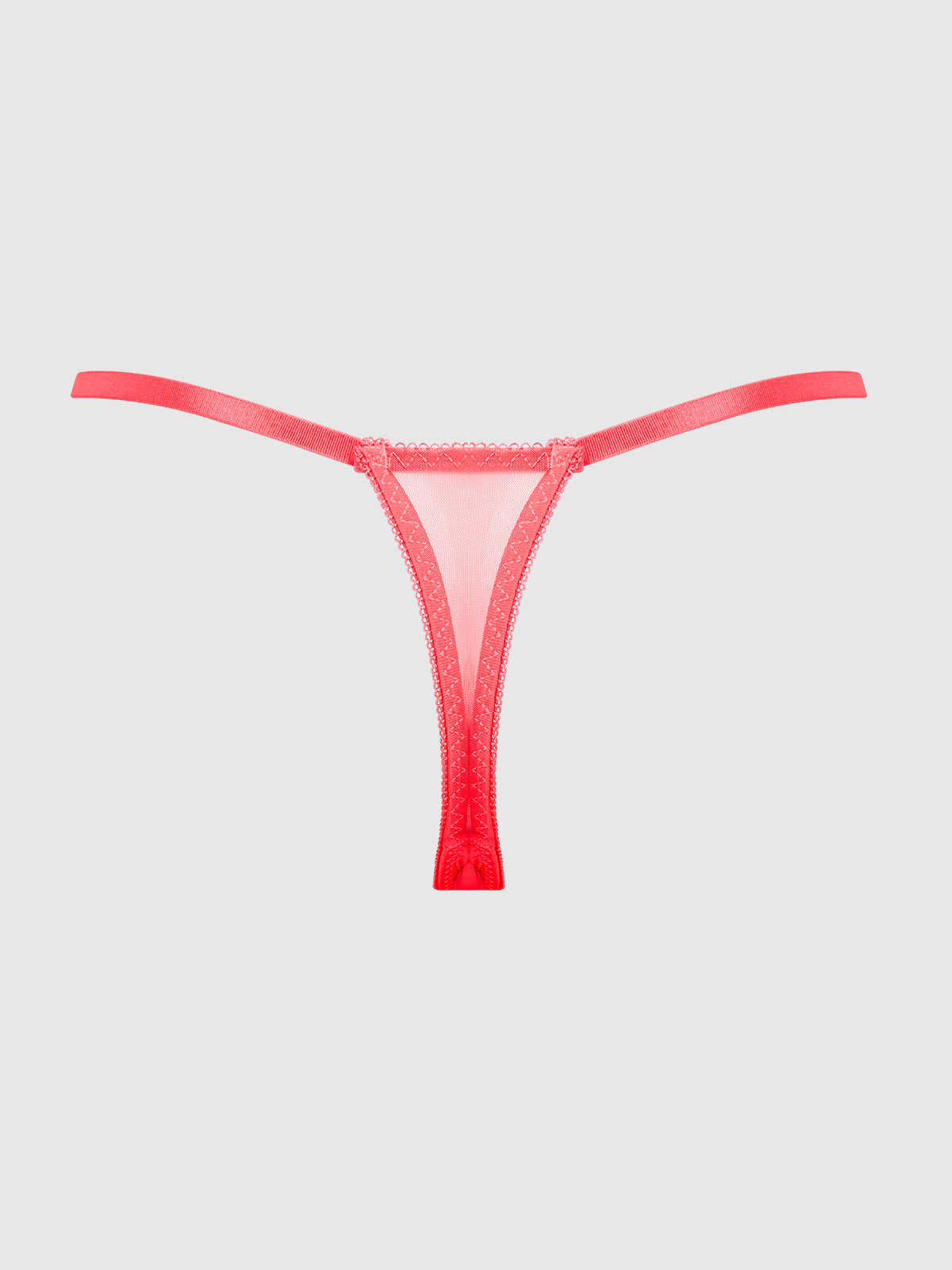 Eden Embroidered Lace Crotchless Thong Coral | Lavah Intimates