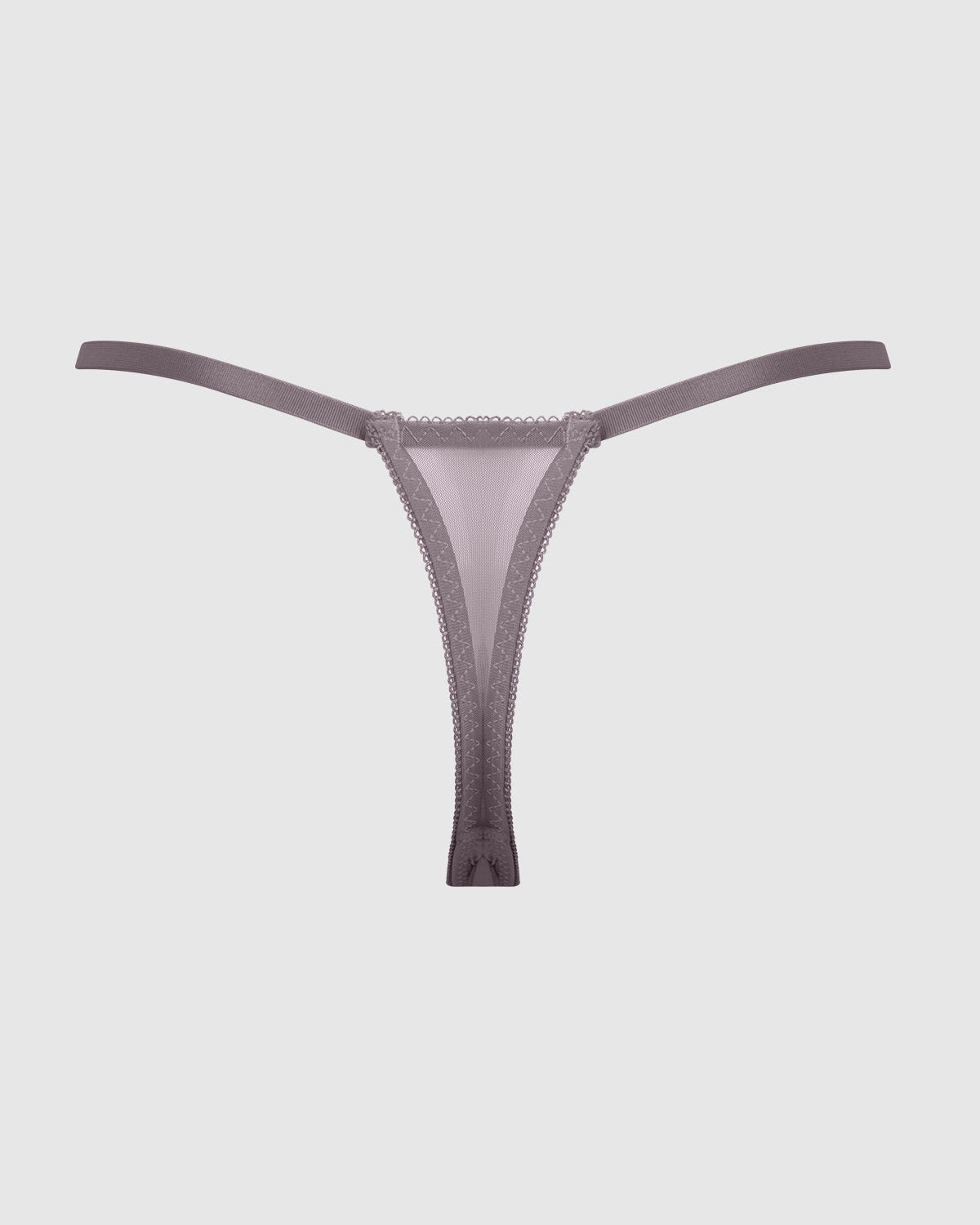 Eden Embroidered Lace Crotchless Thong Grey | Lavah Intimates