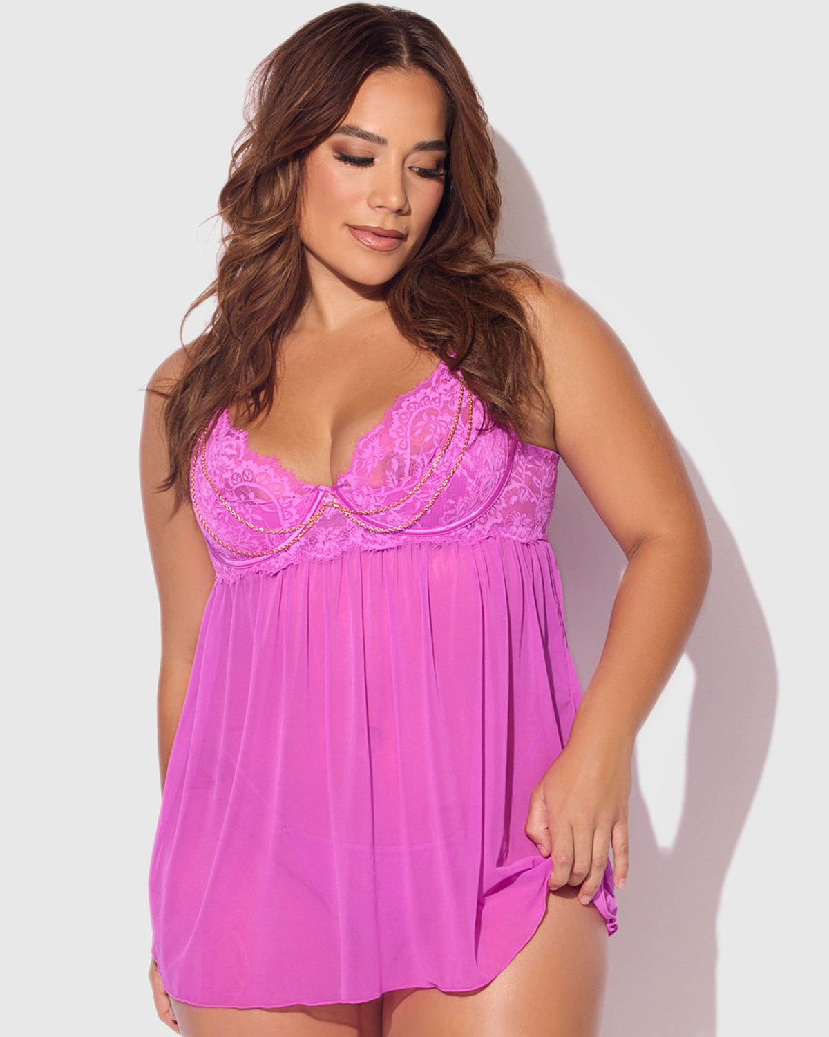 Reanna Lace Chain Babydoll G-String Set | Lavah Intimates