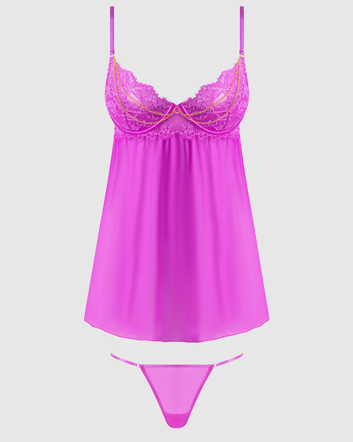 Reanna Lace Chain Babydoll G-String Set | Lavah Intimates
