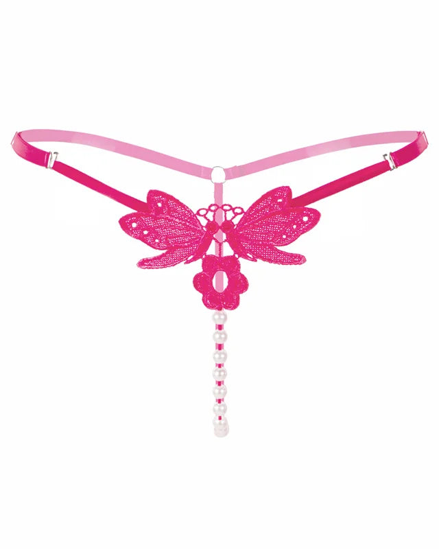 Embroidered Butterfly Pearl G-String | Lavah Intimates