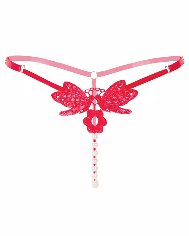 Embroidered Butterfly Pearl G-String | Lavah Intimates