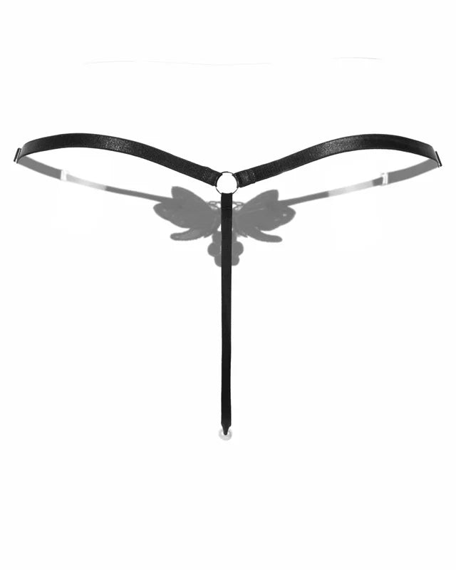 Embroidered Butterfly Pearl G-String | Lavah Intimates