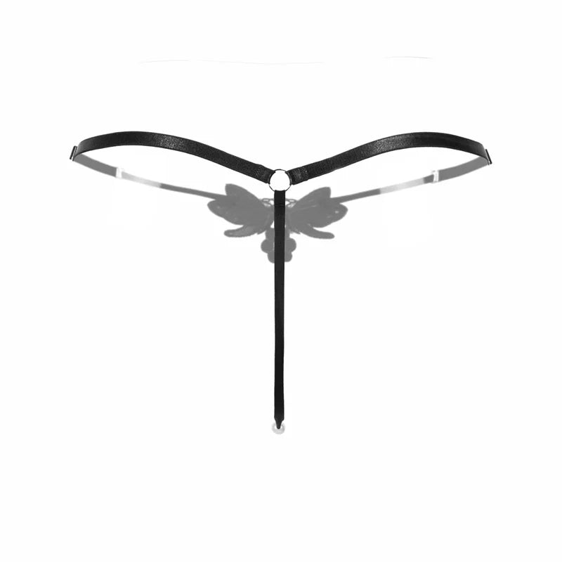 Embroidered Butterfly Pearl G-String | Lavah Intimates