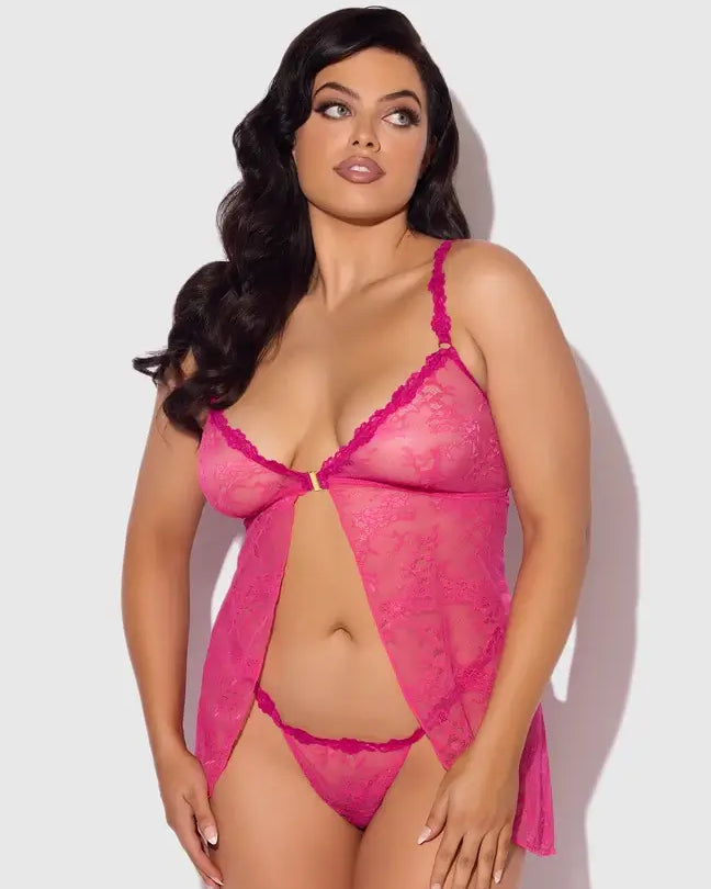 Yvone Lace Front Opening Babydoll Set | Lavah Intimates