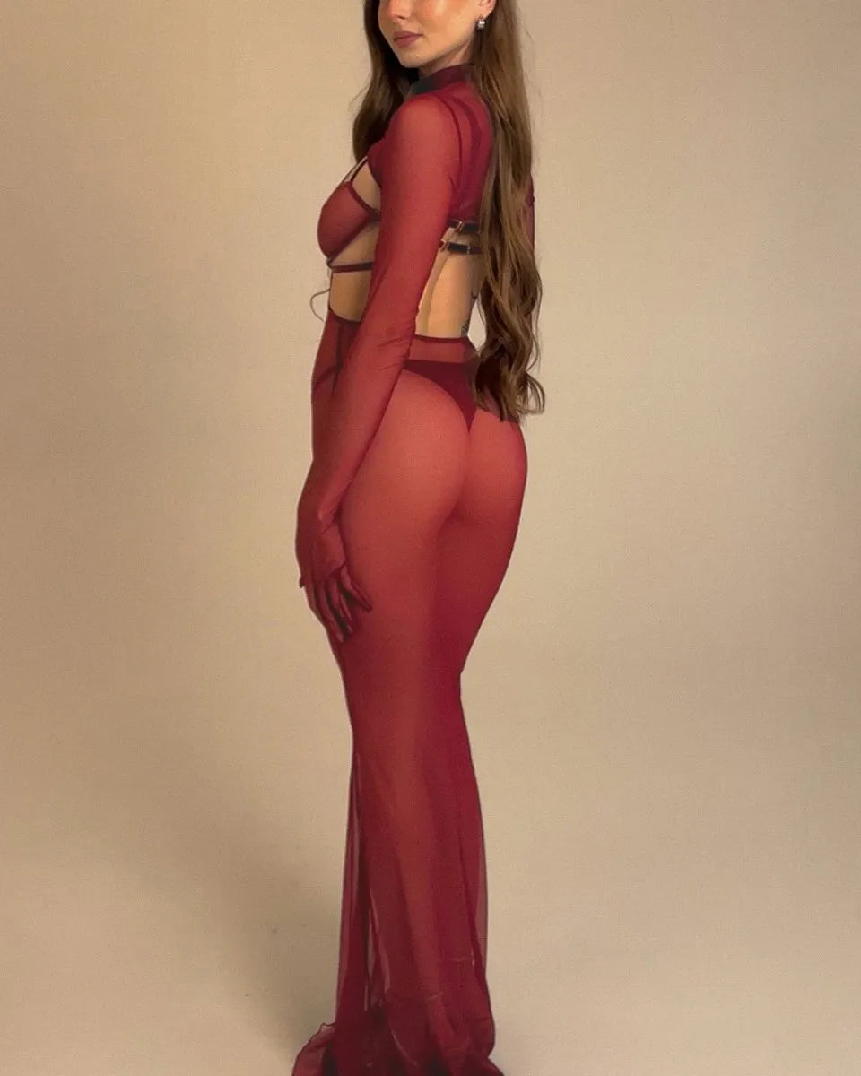 Scarlett Sheer Mesh Maxi Set | Lavah Intimates