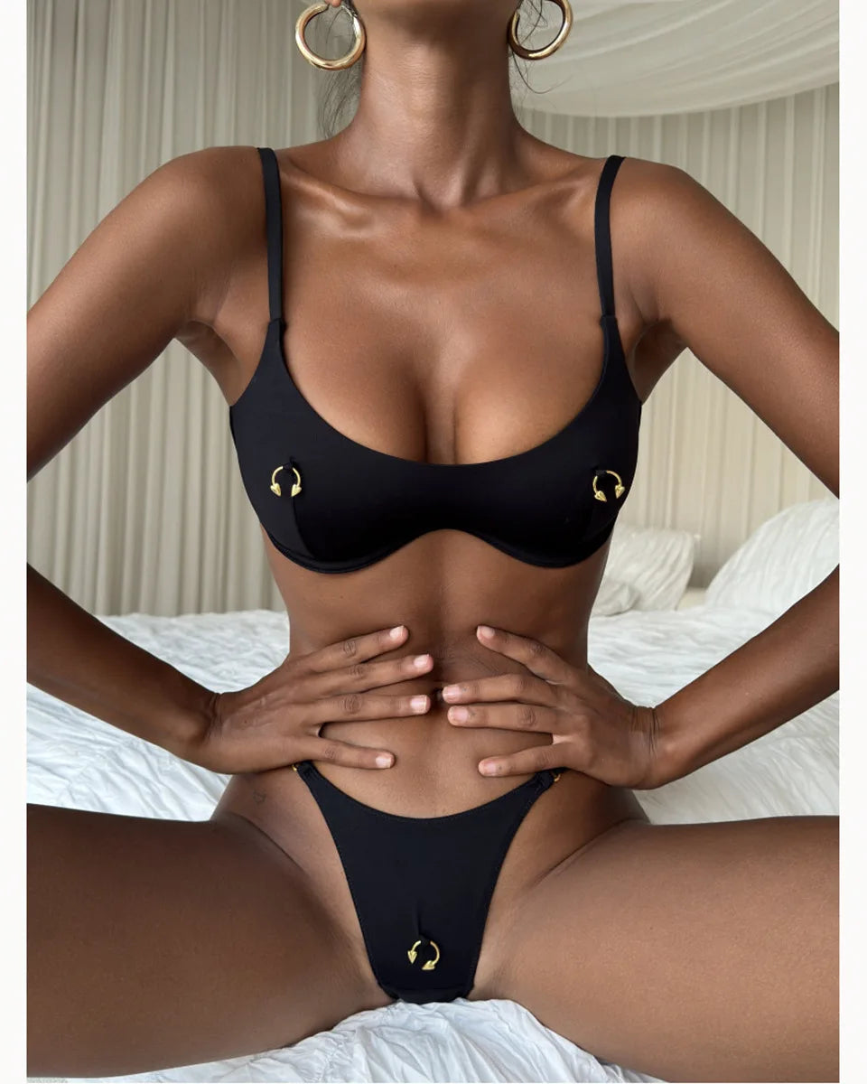 Marbella Gold-Ring Bikini Set | Lavah Intimates