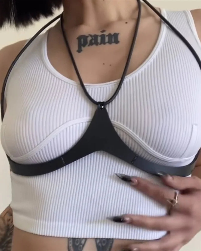Fierce Pu Leather Open Cup Bra Harness | Lavah Intimates