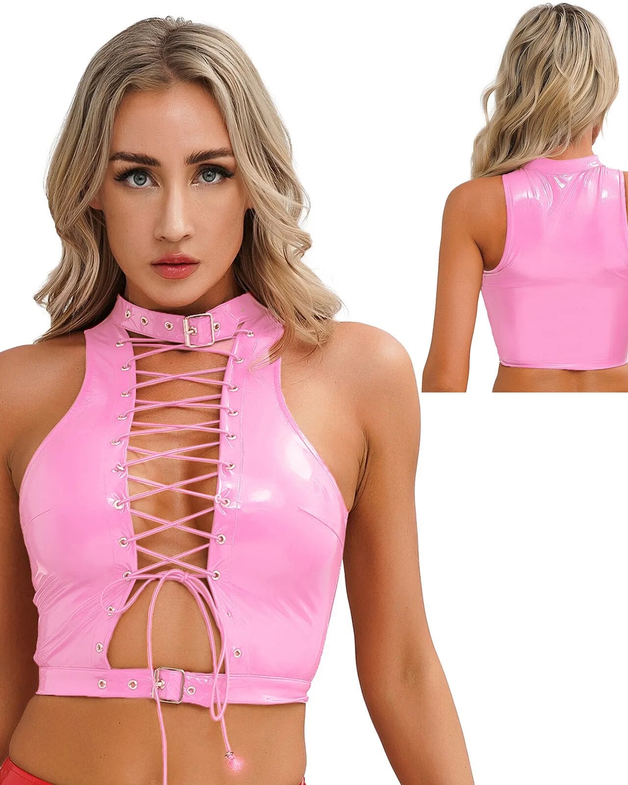 Lena Leather Top  LAVAH LINGERIE & INTIMATES Pink S 