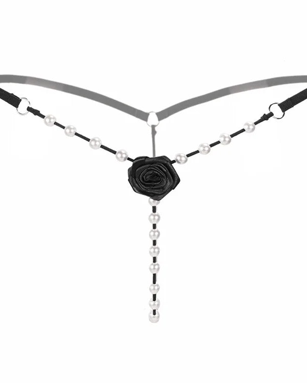 Rose Pearl Crotchless G-String | Lavah Intimates