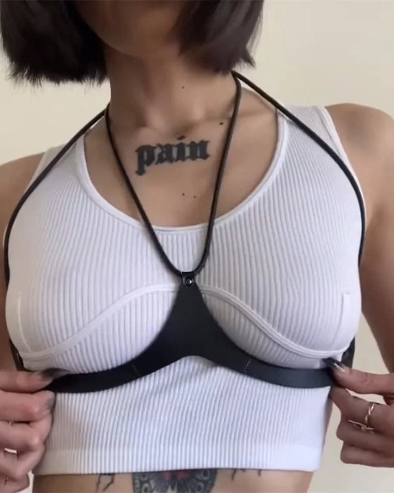 Fierce Pu Leather Open Cup Bra Harness | Lavah Intimates