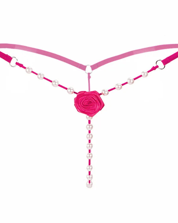 Rose Pearl Crotchless G-String | Lavah Intimates