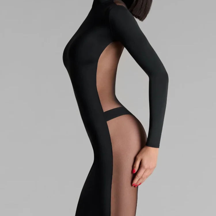 Greer Mesh Panel Midi Dress