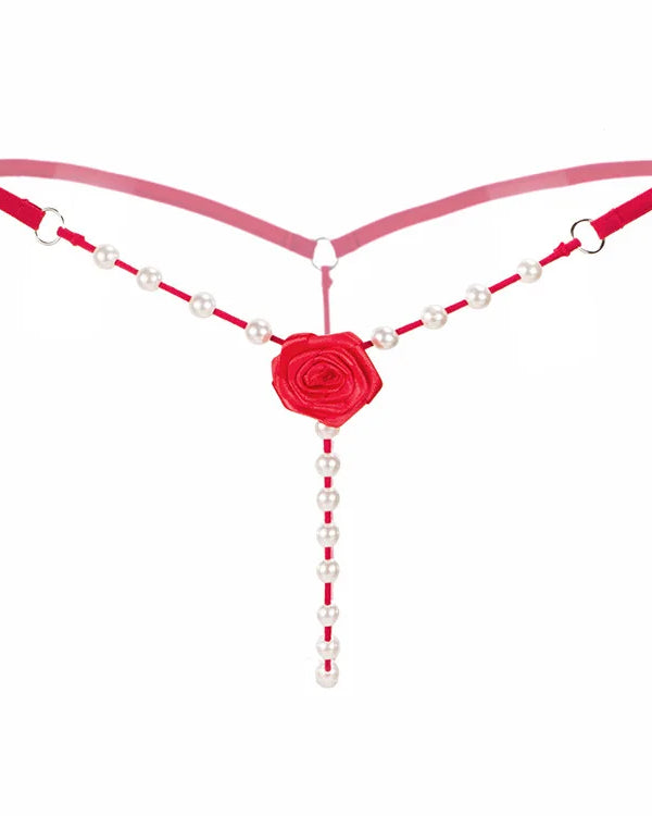 Rose Pearl Crotchless G-String | Lavah Intimates