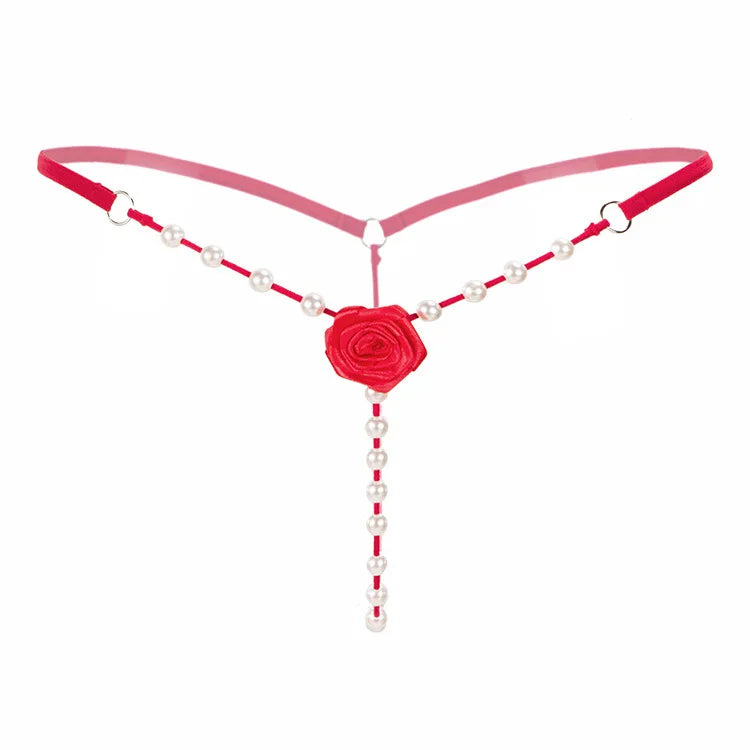 Rose Pearl Crotchless G-String | Lavah Intimates