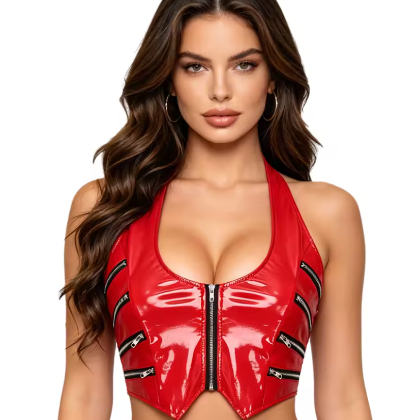 Onyx Zip Halter Top