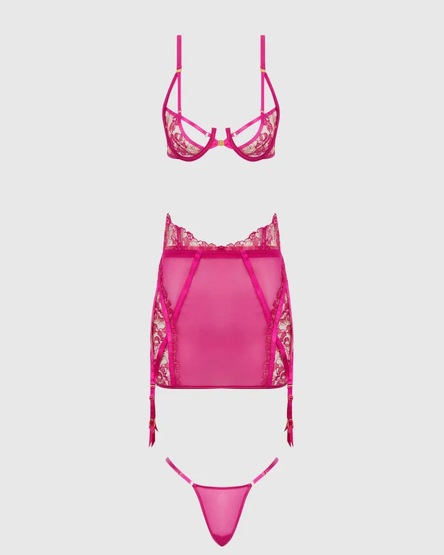 Nova Pink 3pc Lingerie Set | Lavah Intimates