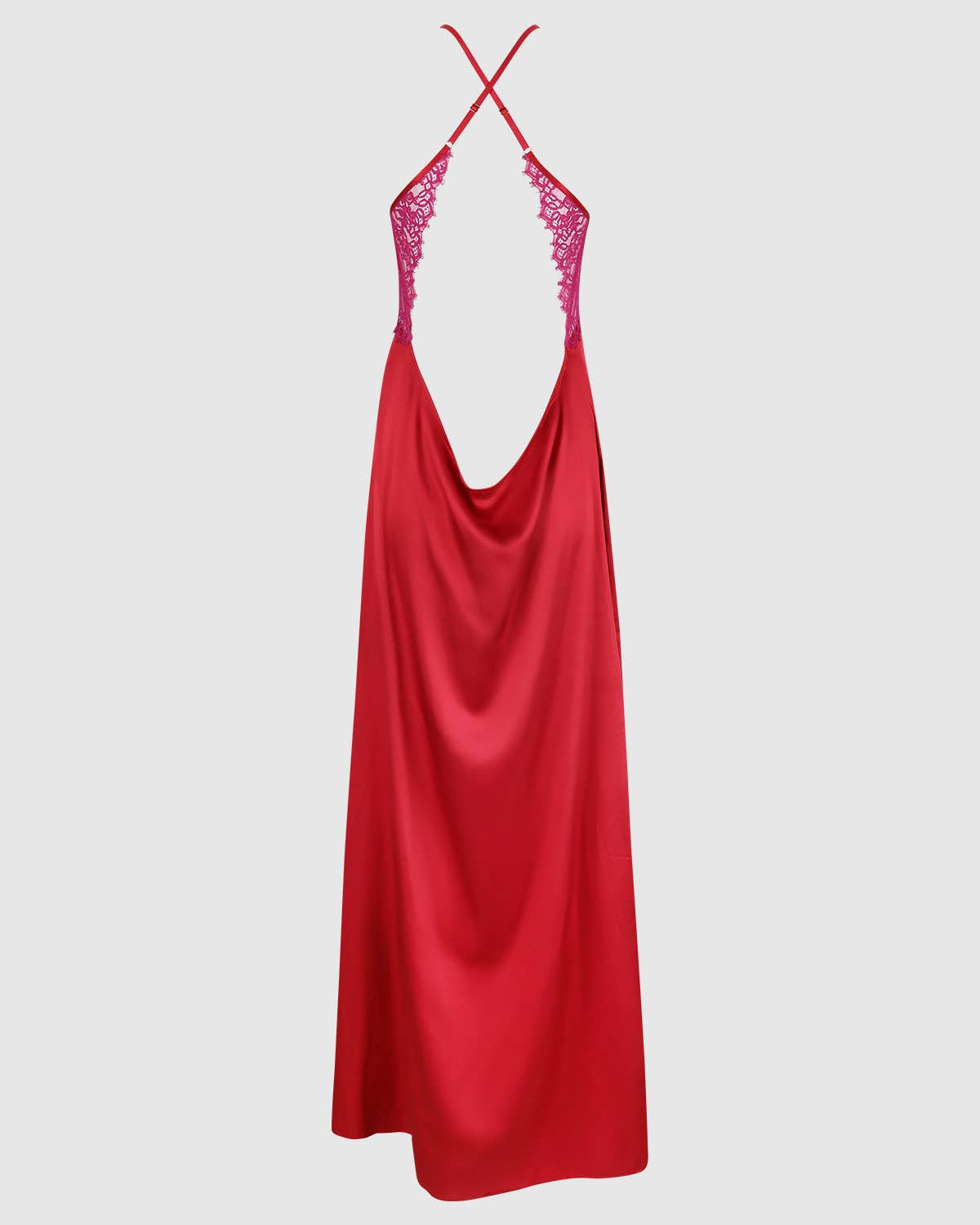 Jocelyn Satin & Lace Long High Slit Gown