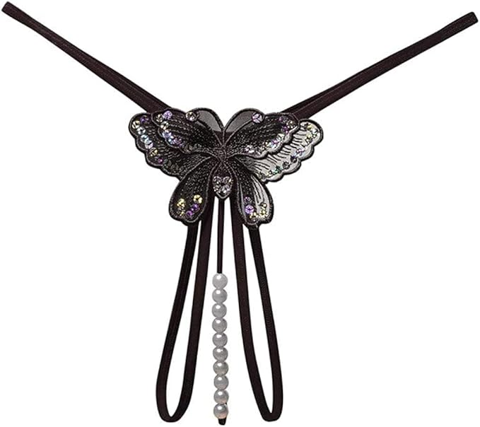 Butterfly Crotchless Pearl Thong | Lavah Intimates