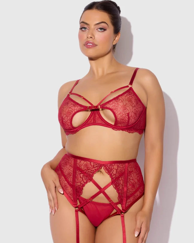 Rosalie Rouge Embroidered Bra Set | Lavah Intimates