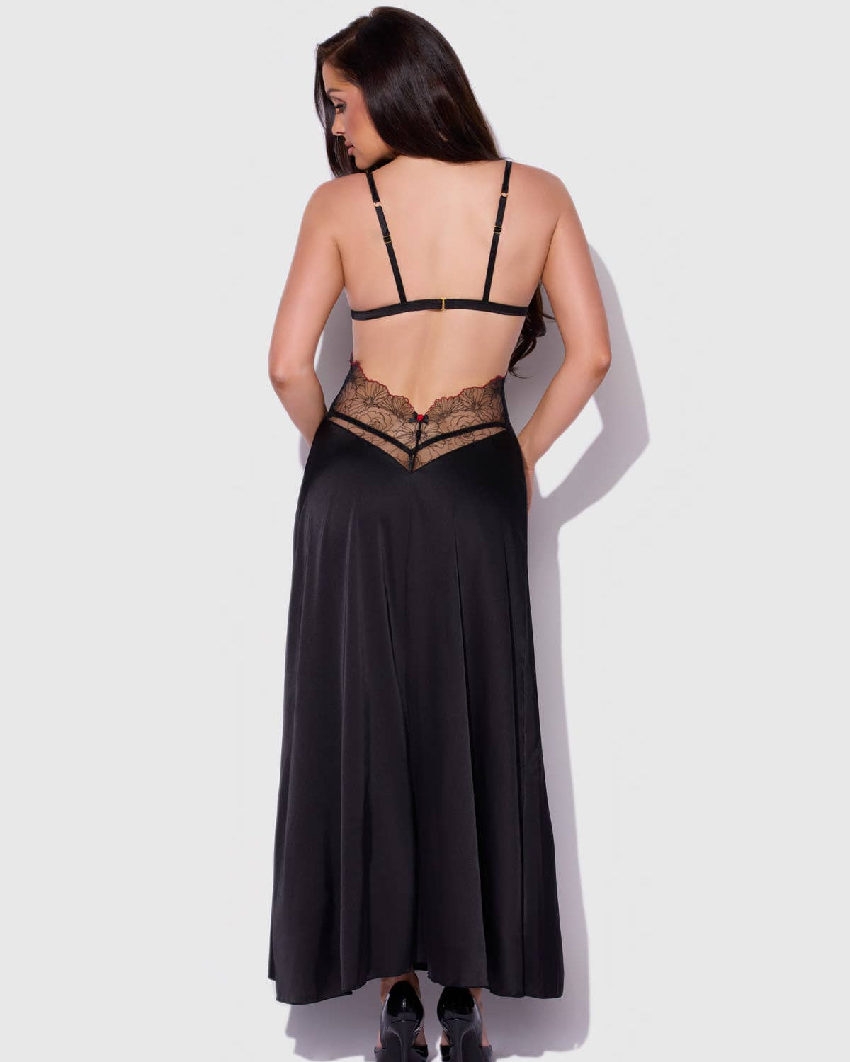 Ilena Embroidered Tulle Triangle Top Long Gown