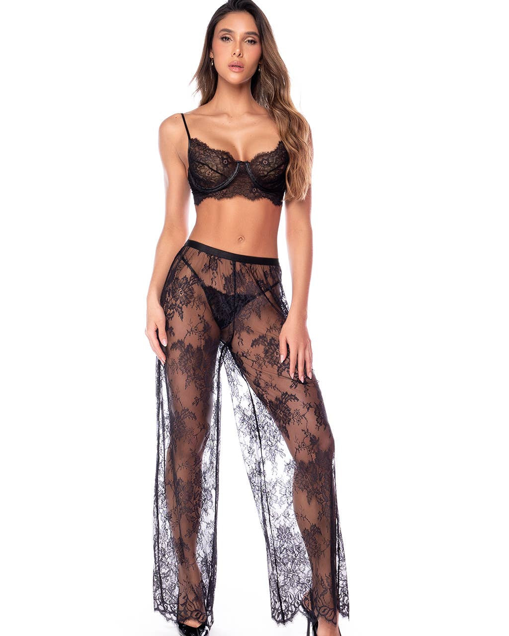 Primavera Black Lace 3pc Pant Set