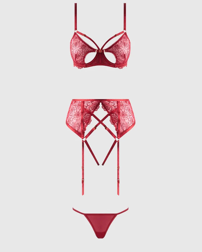 Rosalie Rouge Embroidered Bra Set | Lavah Intimates