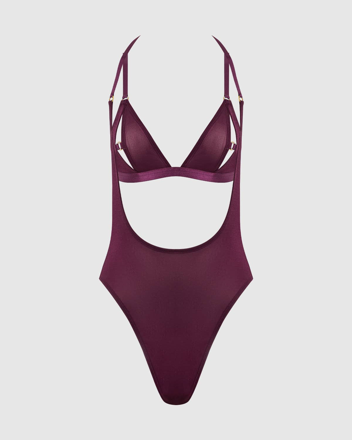 Yasmine Shimmer Mesh Slit Cup Backless Teddy Bralette Set | Lavah Intimates