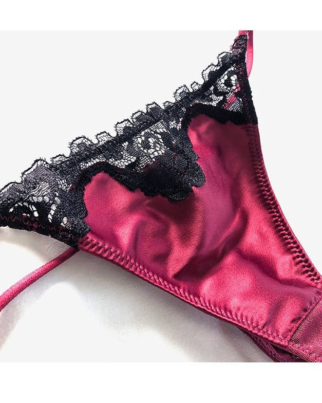 Mimi Satin Lace Thong | Lavah Intimates