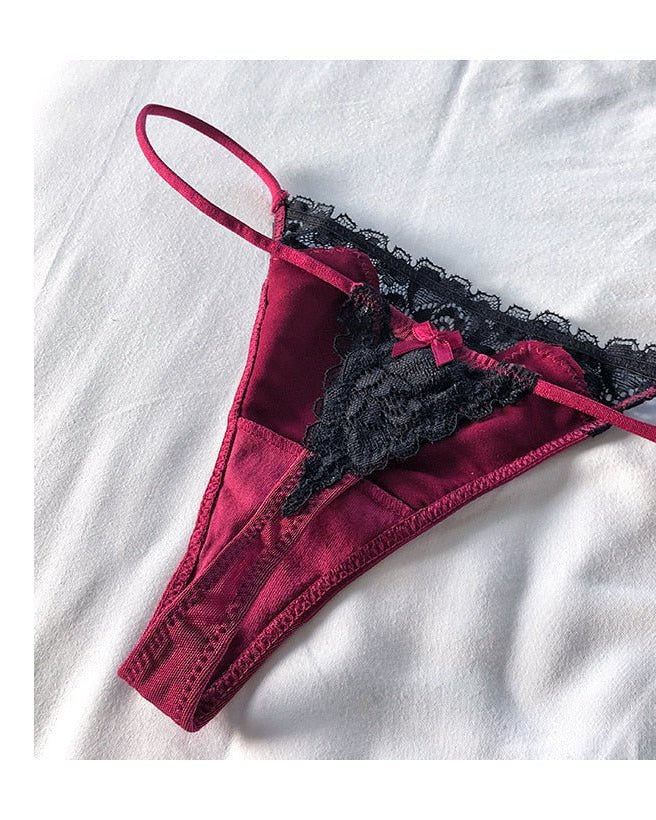Mimi Satin Lace Thong | Lavah Intimates