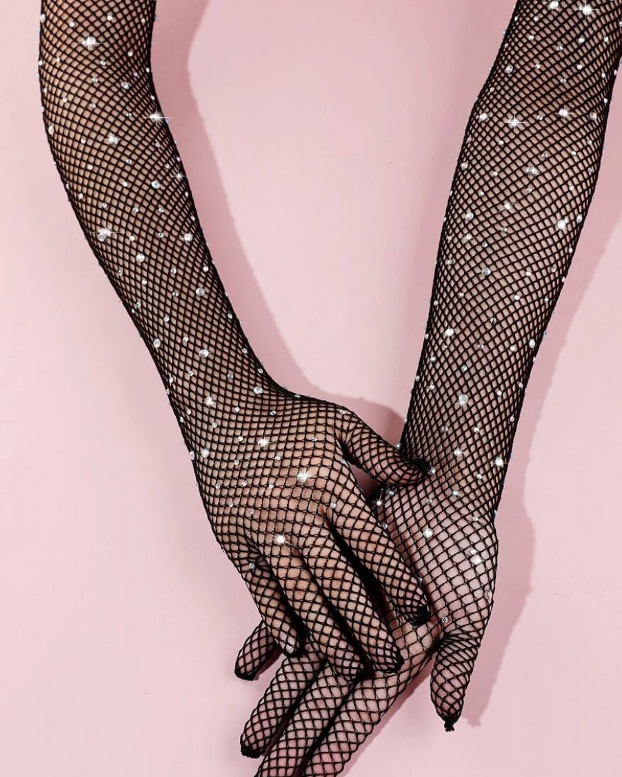 Rhinestone Long Sleeve Gloves | Lavah Intimates