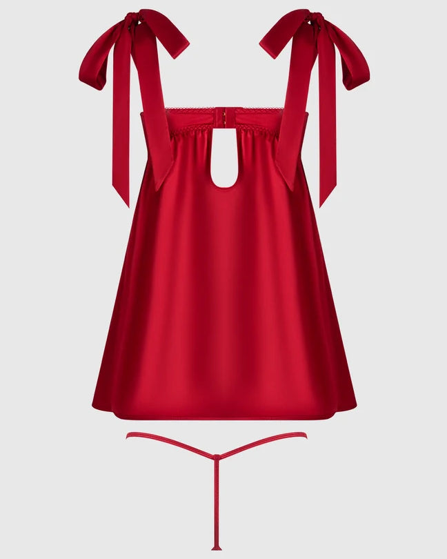 Rosalie Satin Embroidered Lace Babydoll Set | Lavah Intimates