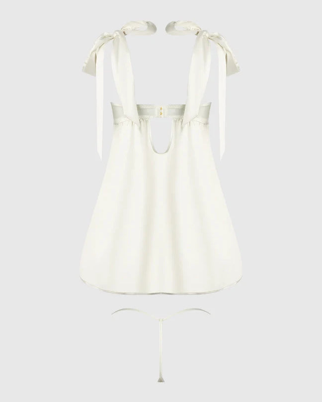 Rosalie Bridal Satin and Lace Babydoll Set | Lavah Intimates