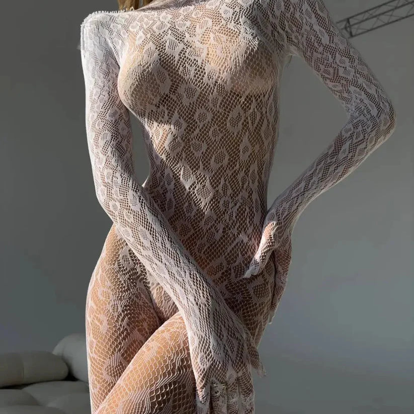 Sheer Leopard Bodystocking